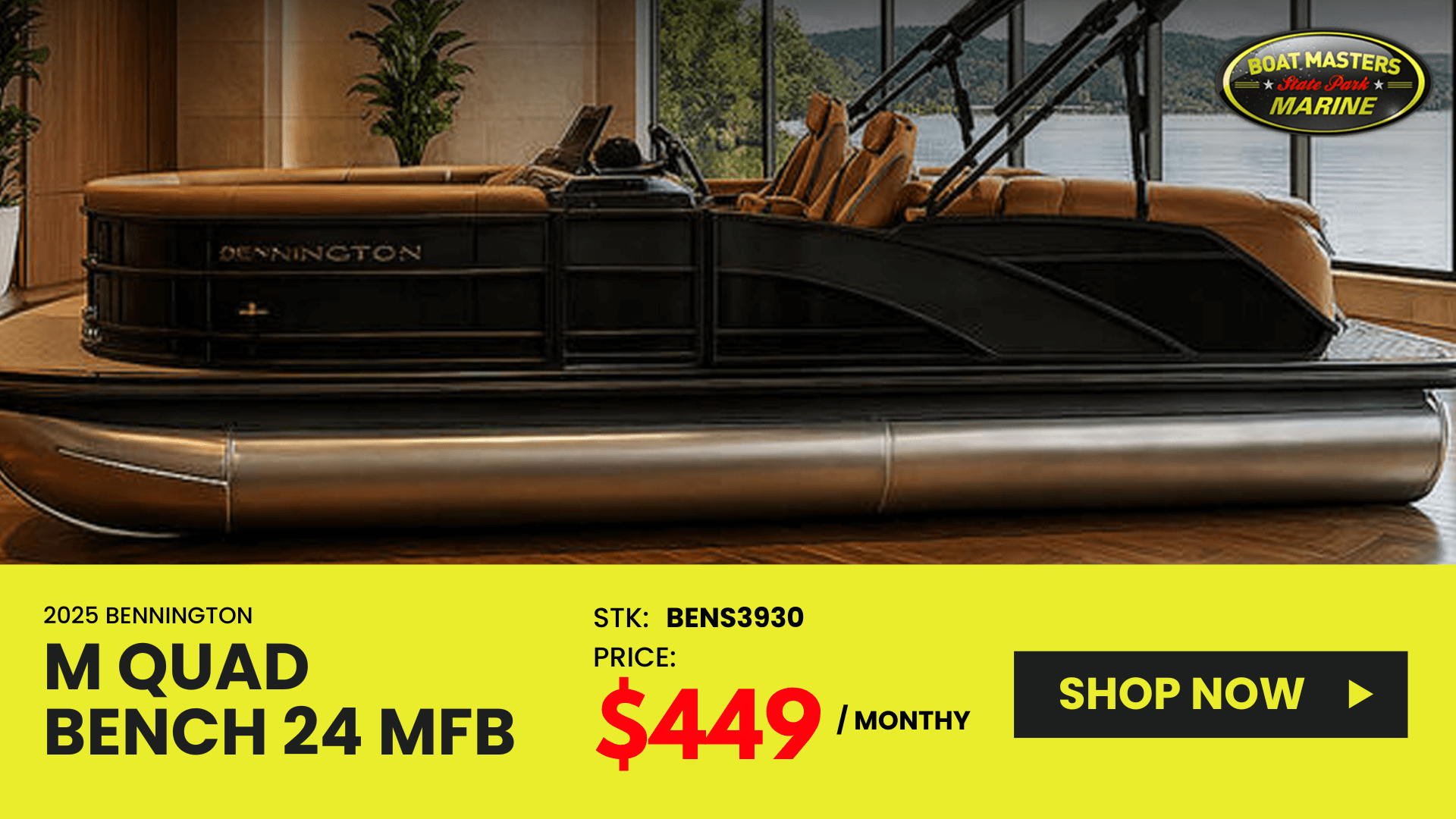 2025 Bennington M Quad Bench 24 MFB pontoon boat offer at Boat Masters State Park Marine, $449 per m…